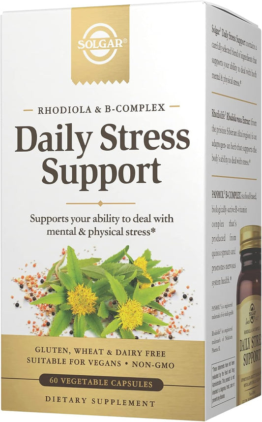 Solgar Stress Support Capsules with Rhodiola & B-Complex for Mental Fatigue - 60 Servings, Non-GMO