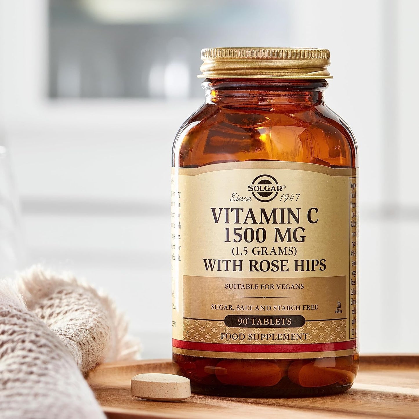 Solgar Vitamin C 1500mg Tablets with Rose Hips - Antioxidant & Immune Support - Non-GMO, Vegan, Gluten Free - 90 Servings