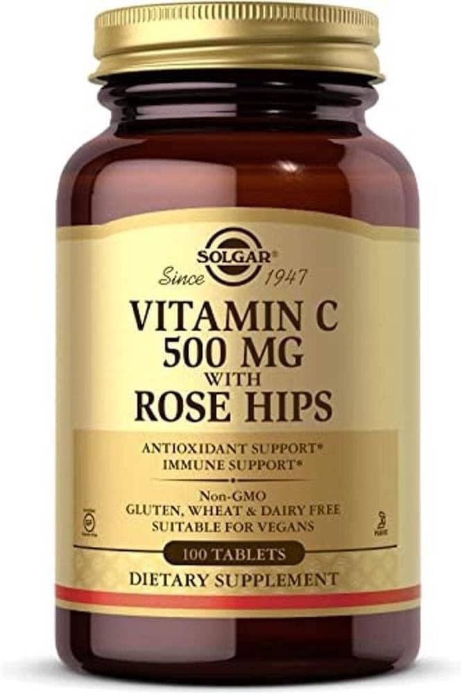 Solgar Vitamin C 500mg Tablets with Rose Hips - Antioxidant & Immune Support - Non-GMO, Vegan, Gluten-Free - 100 Servings