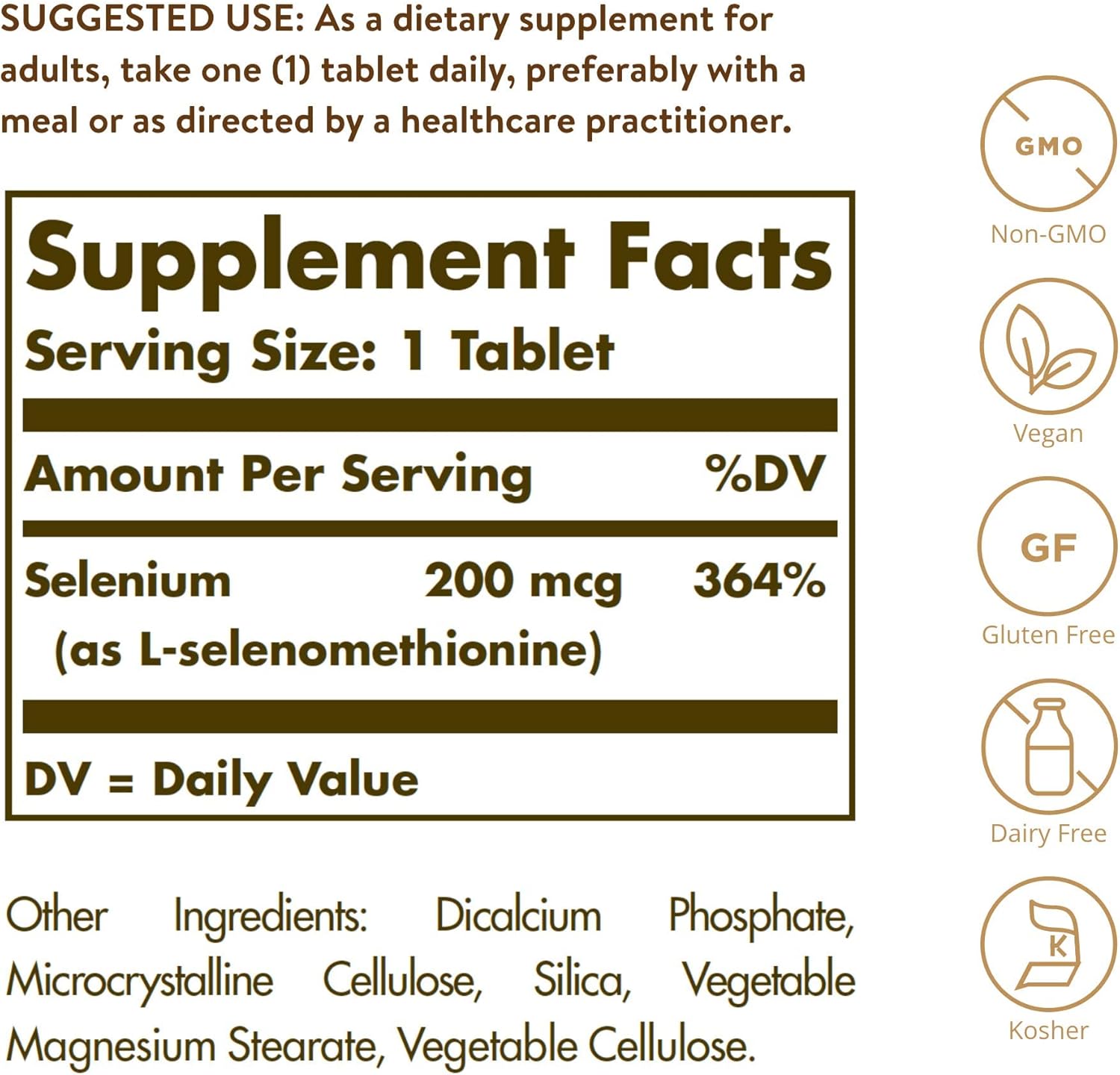 Solgar Yeast-Free Selenium 200 mcg, 250 Tablets - Pack of 2 - Antioxidant & Immune System Support - Non-GMO, Vegan, Gluten Free - 500 Servings