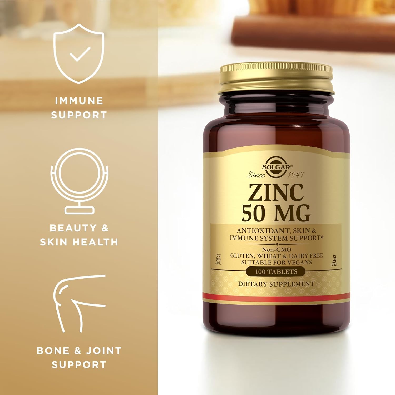 Solgar Zinc 50 Mg Tablets - High Potency Immune Support Supplement