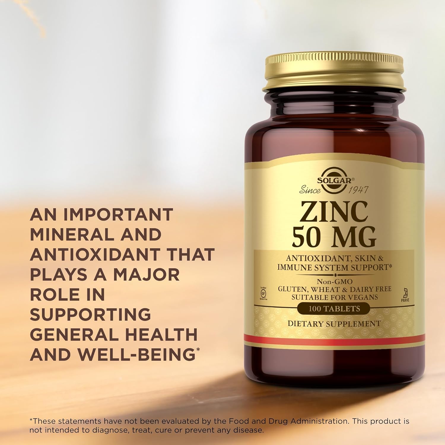 Solgar Zinc 50 Mg Tablets - High Potency Immune Support Supplement