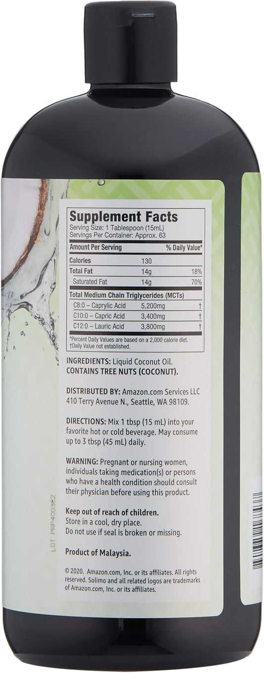Solimo MCT Liquid Coconut Oil, Unflavored, 32 fl oz - Pack of 2 by Brand