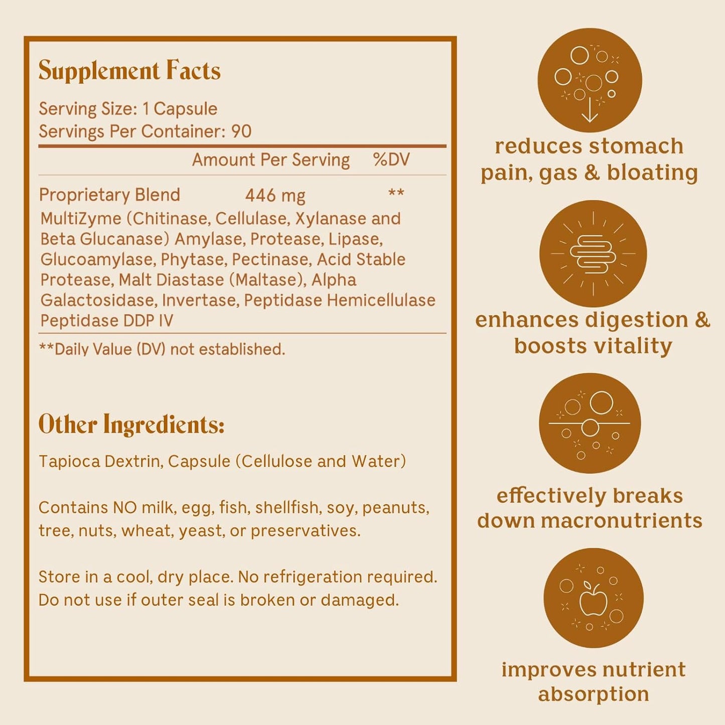 Solluna by Kimberly Snyder Digestive Enzymes for Stomach Pain & Bloating - Multi-Enzyme Blend for Better Digestion & Nutrient Absorption