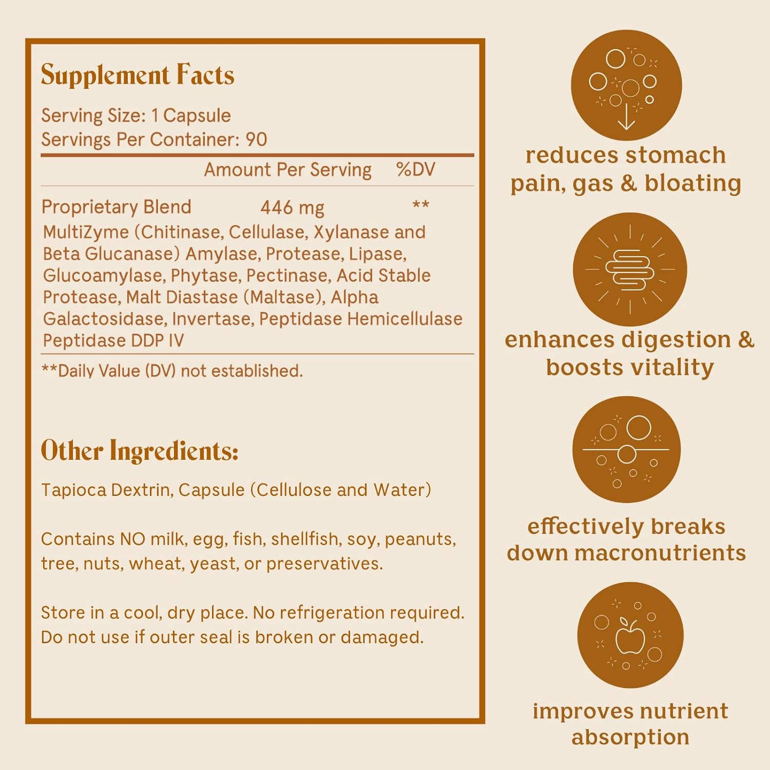 Solluna by Kimberly Snyder Digestive Enzymes for Stomach Pain & Bloating - Multi-Enzyme Blend for Better Digestion & Nutrient Absorption