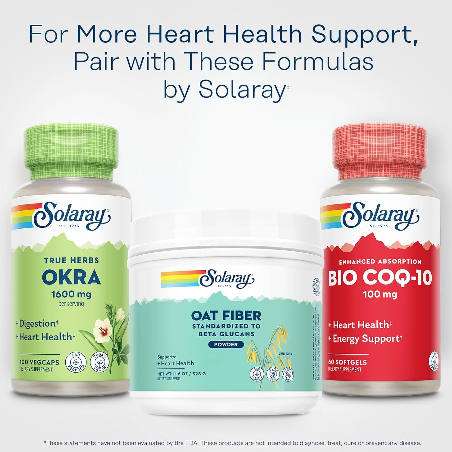 Soluble Oat Fiber Supplement Powder by SOLARAY - Heart Health Support with Beta Glucans - Unflavored, Gluten Free, Vegan - 30 Servings, 11.6oz