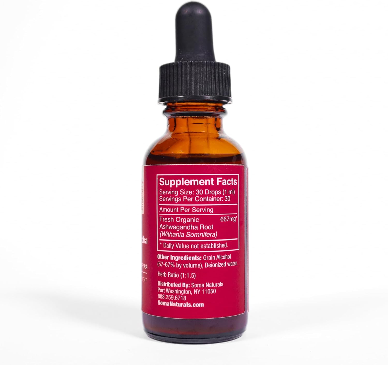 Soma Naturals Ashwagandha Root Extract - Extra Strength Adaptogen Drops for Calm, Focus, Mood, Energy - Non-GMO, Gluten-Free - 1fl oz