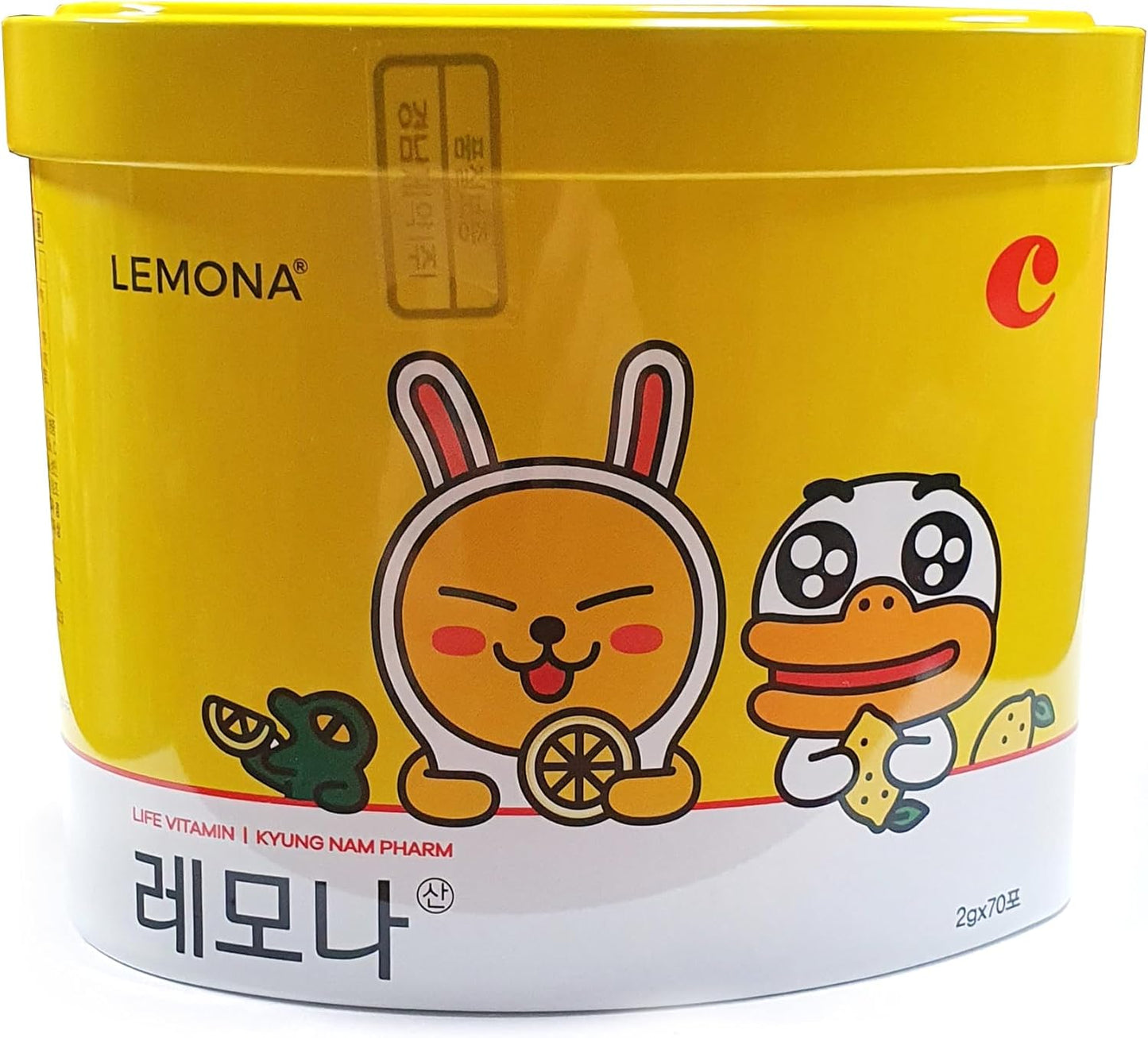 Sookwang Lemon Flavored Vitamin C Powder Sticks - 500mg, 70 count in Yellow Heart Tin Case