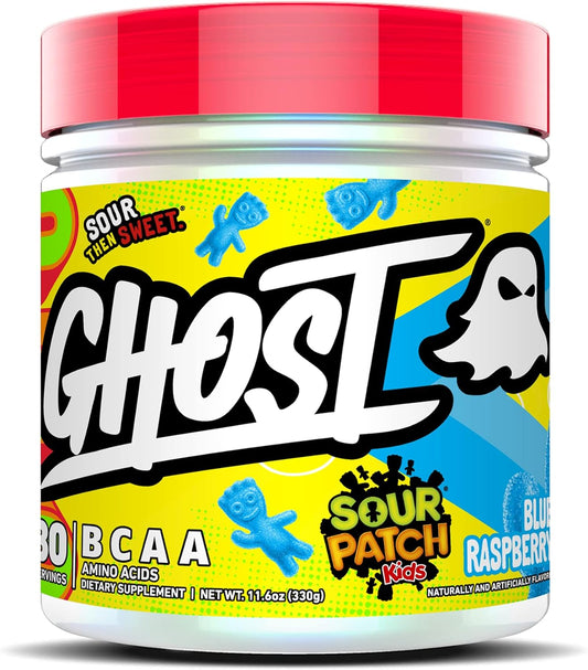 Sour Patch Kids Blue Raspberry BCAA Powder - Sugar-Free Amino Acid Supplement for Intra, Post & Pre Workout - 30 Servings