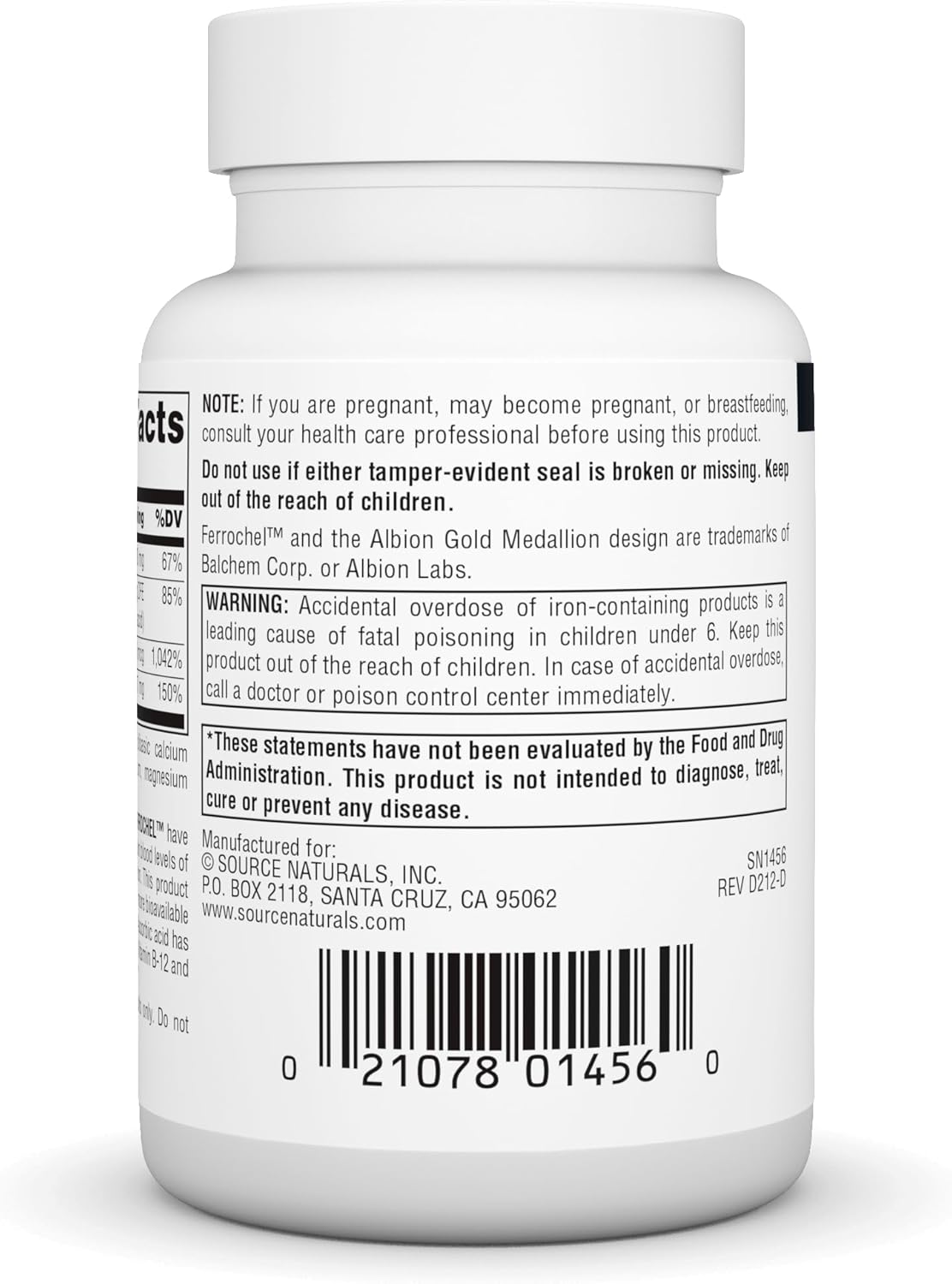 Source Naturals Advanced Ferrochel 27 mg Iron Supplement - 180 Tablets, High Absorption Formula