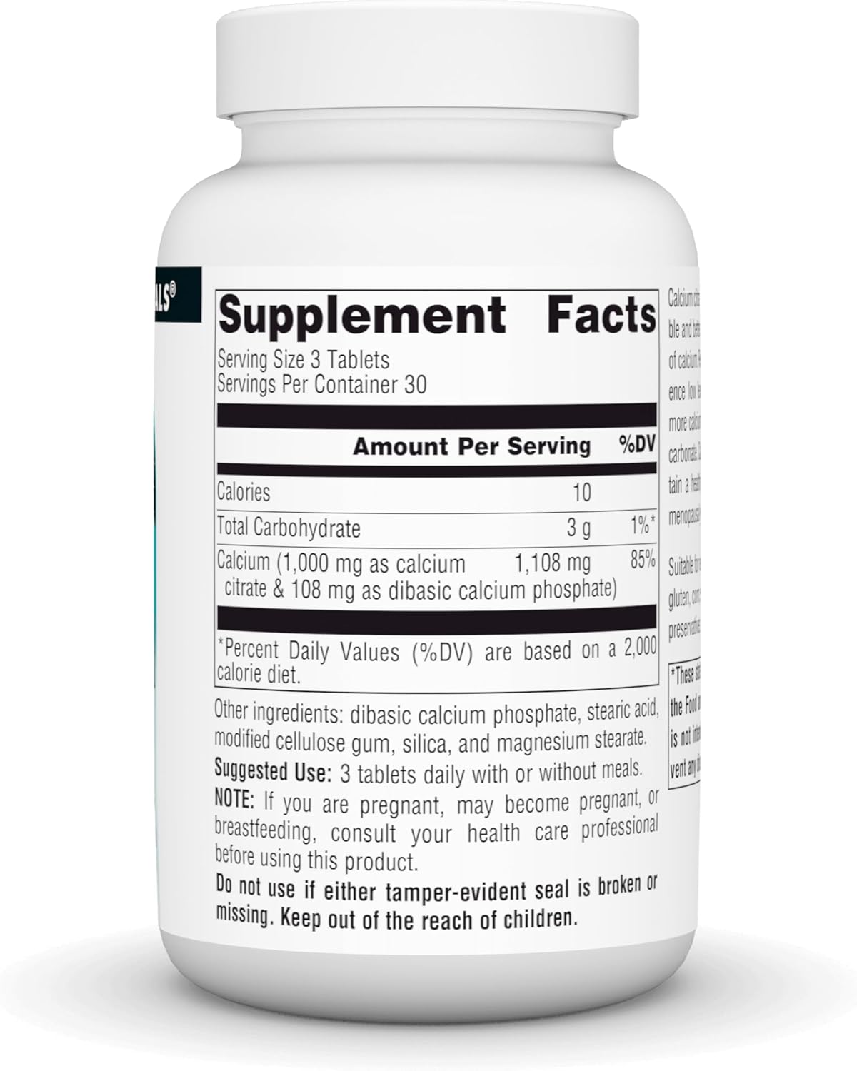 SOURCE NATURALS Calcium Citrate 1,000 mg - 90 Count Bottle for Bone Health and Wellness