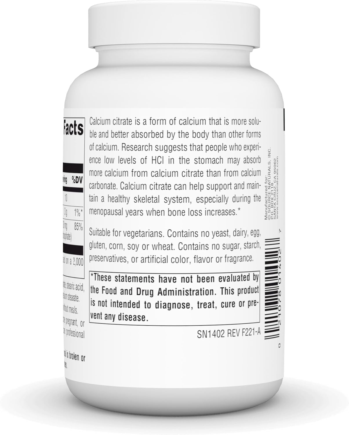 SOURCE NATURALS Calcium Citrate 1,000 mg - 90 Count Bottle for Bone Health and Wellness
