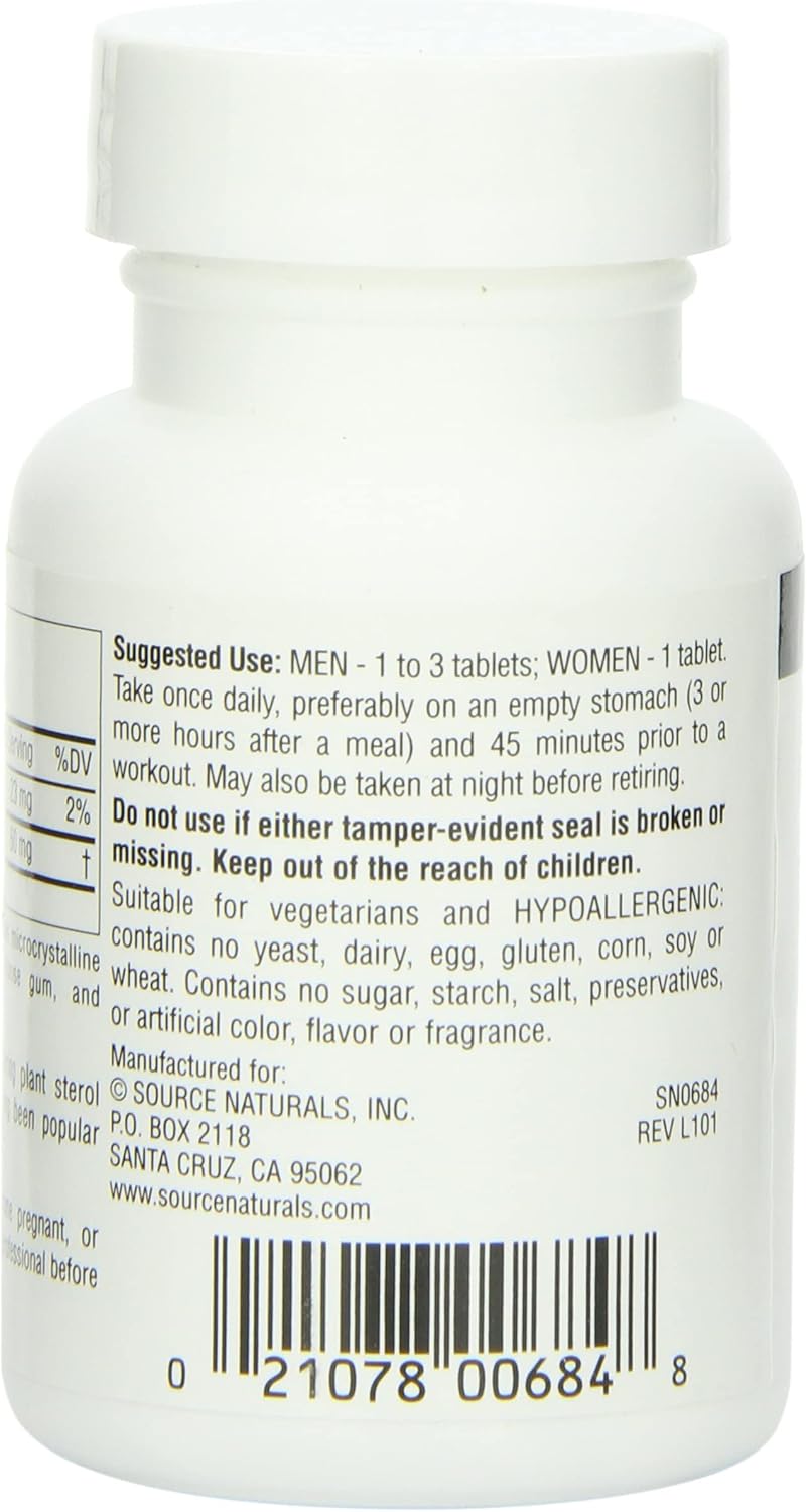Source Naturals Gamma Oryzanol Supplement 60 Mg - 100 Tablets for Heart Health and Muscle Support