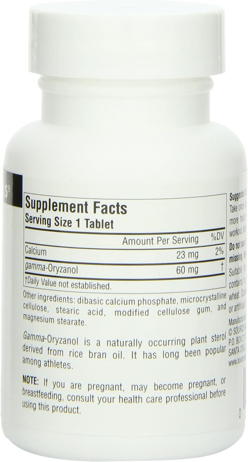 Source Naturals Gamma Oryzanol Supplement 60 Mg - 100 Tablets for Heart Health and Muscle Support