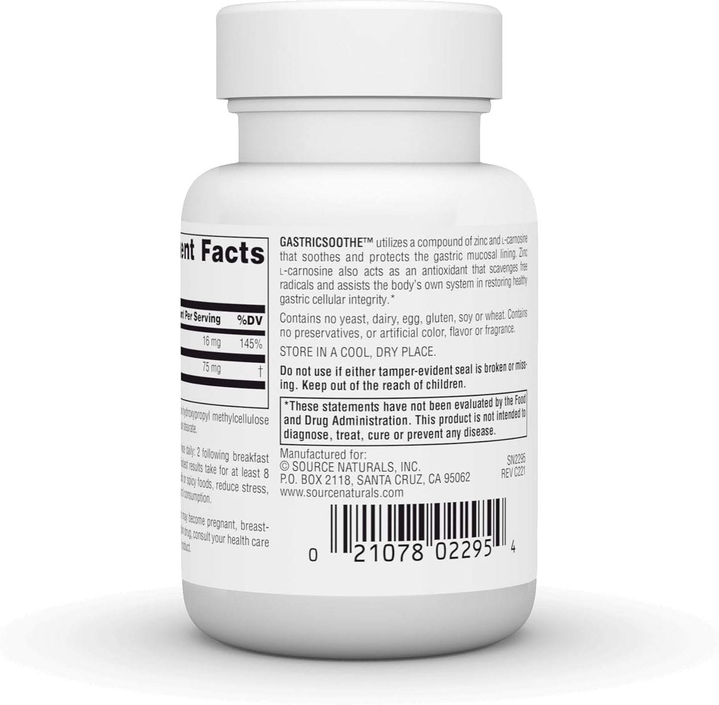 Source Naturals GastricSoothe with Zinc L-Carnosine - 30 Vegetarian Capsules