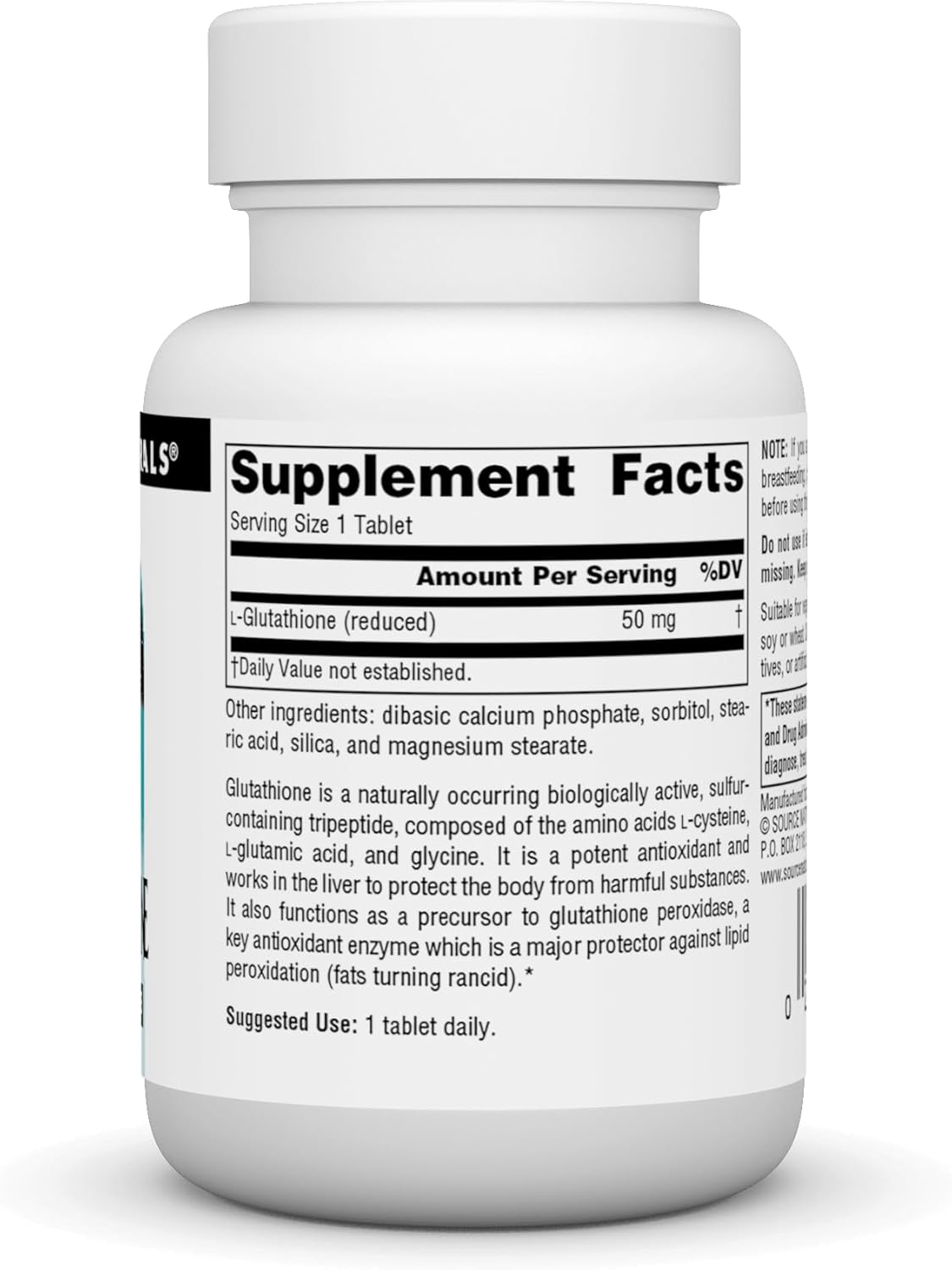 Source Naturals Glutathione Liver Support Supplement - 50mg - 60 Tablets for Detox and Immune Health