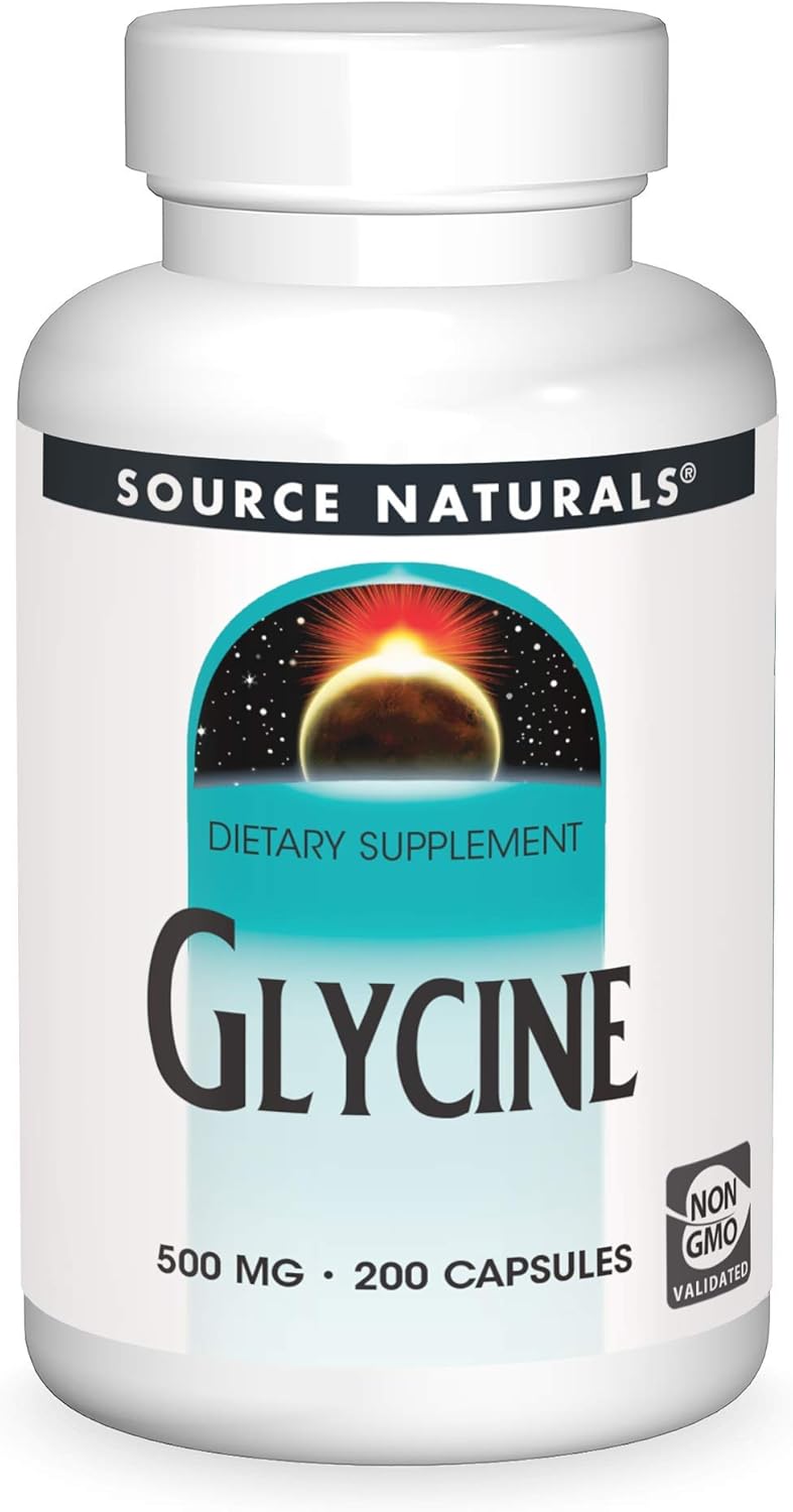 Source Naturals Glycine 500mg Capsules - 200 Count Amino Acid Supplement