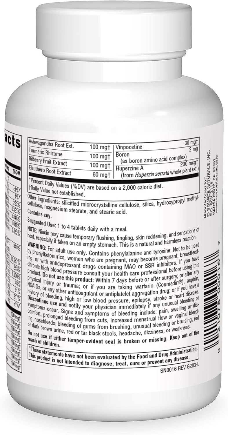Source Naturals Higher Mind Supplement - 90 Tablets for Cognitive Function and Mental Clarity