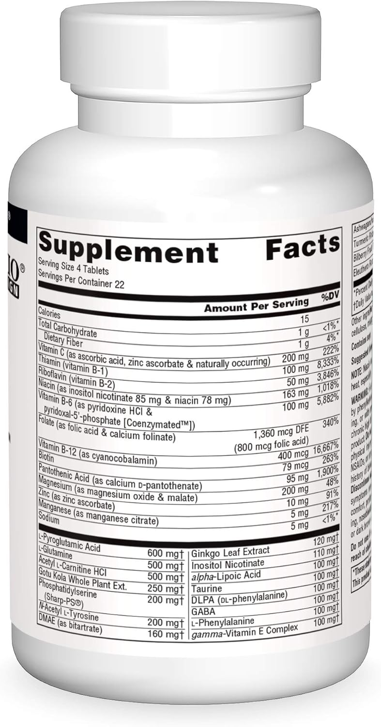 Source Naturals Higher Mind Supplement - 90 Tablets for Cognitive Function and Mental Clarity