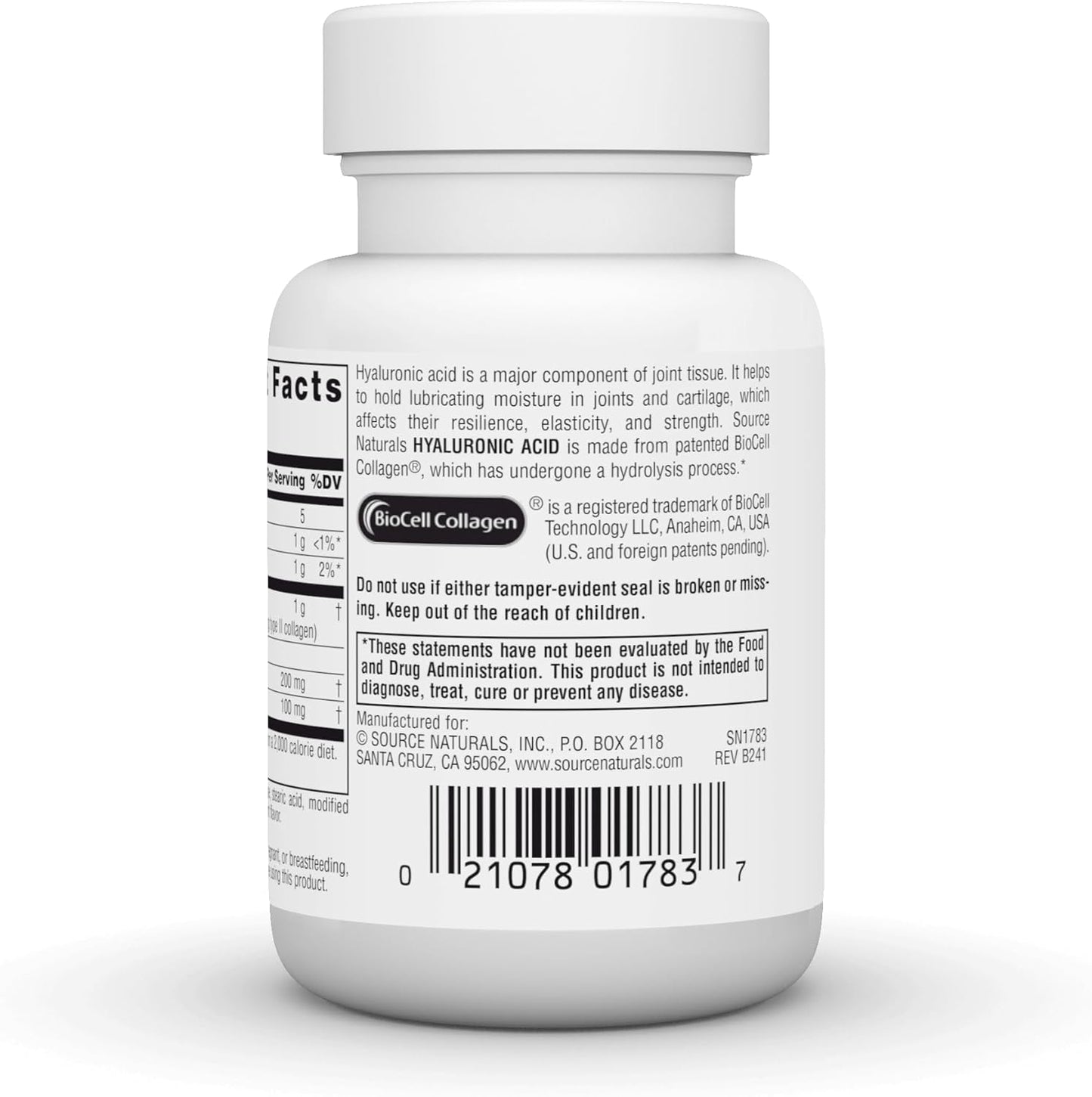 Source Naturals Hyaluronic Acid 50mg Tablets - 30 Count Bottle