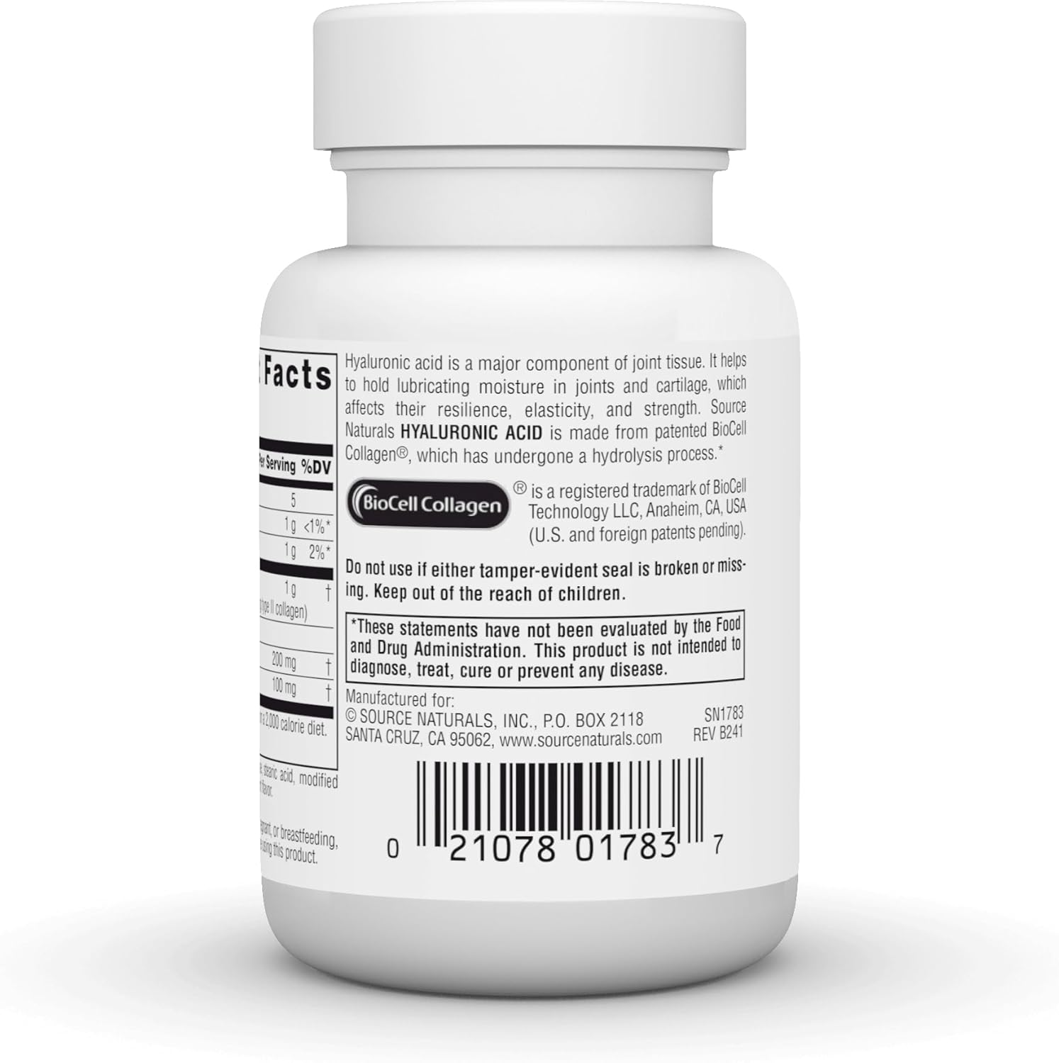 Source Naturals Hyaluronic Acid 50mg Tablets - 30 Count Bottle