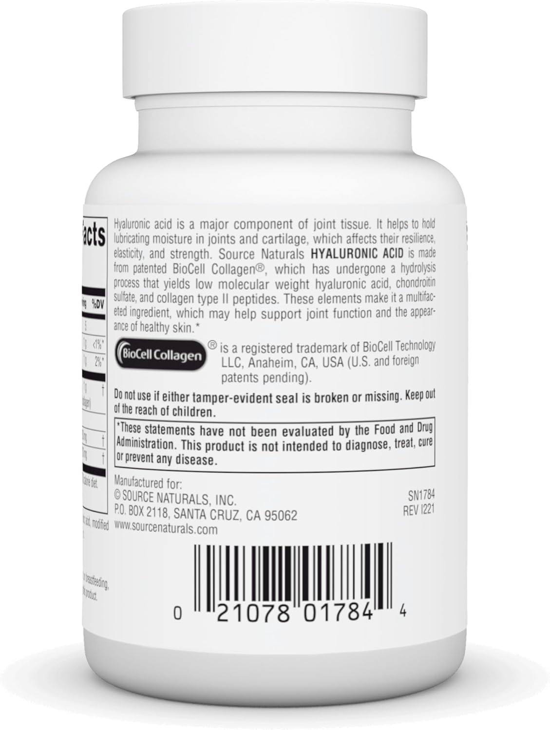 Source Naturals Hyaluronic Acid Supplement 50mg - 60 Tablets