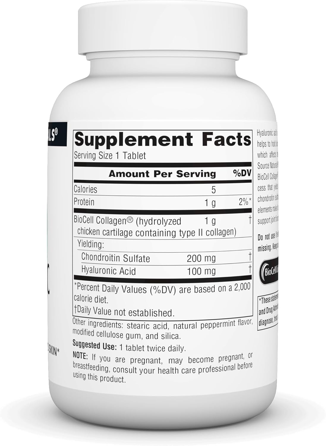 Source Naturals Hyaluronic Acid Tablets for Healthy Joints and Skin, 100mg - 60 Count