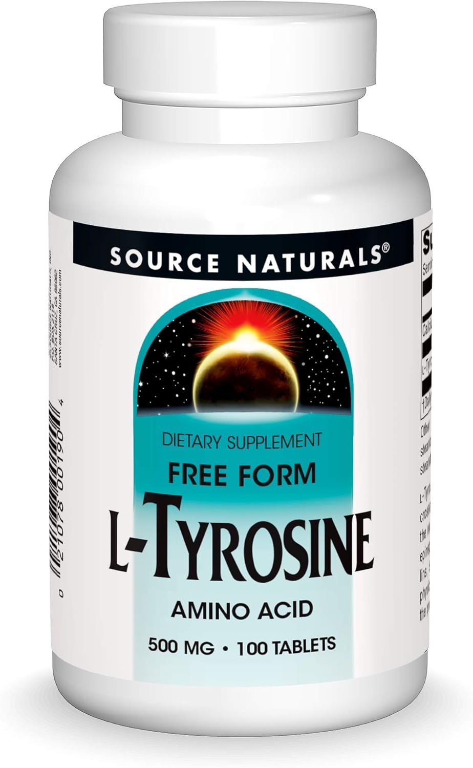 Source Naturals L-Tyrosine Free Form Amino Acid Supplement 100 Tablets - Supports Mental Alertness and Focus