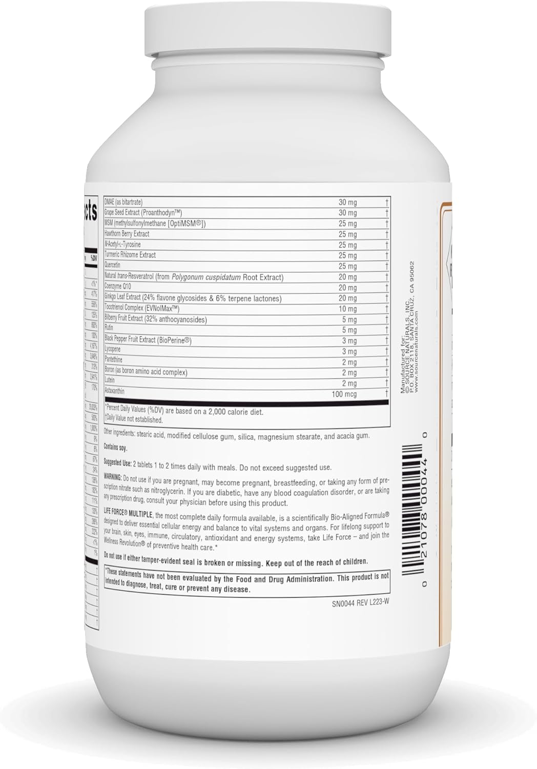 Source Naturals Life Force Multiple Energy Activator 180 Tablets Iron-Free Formula