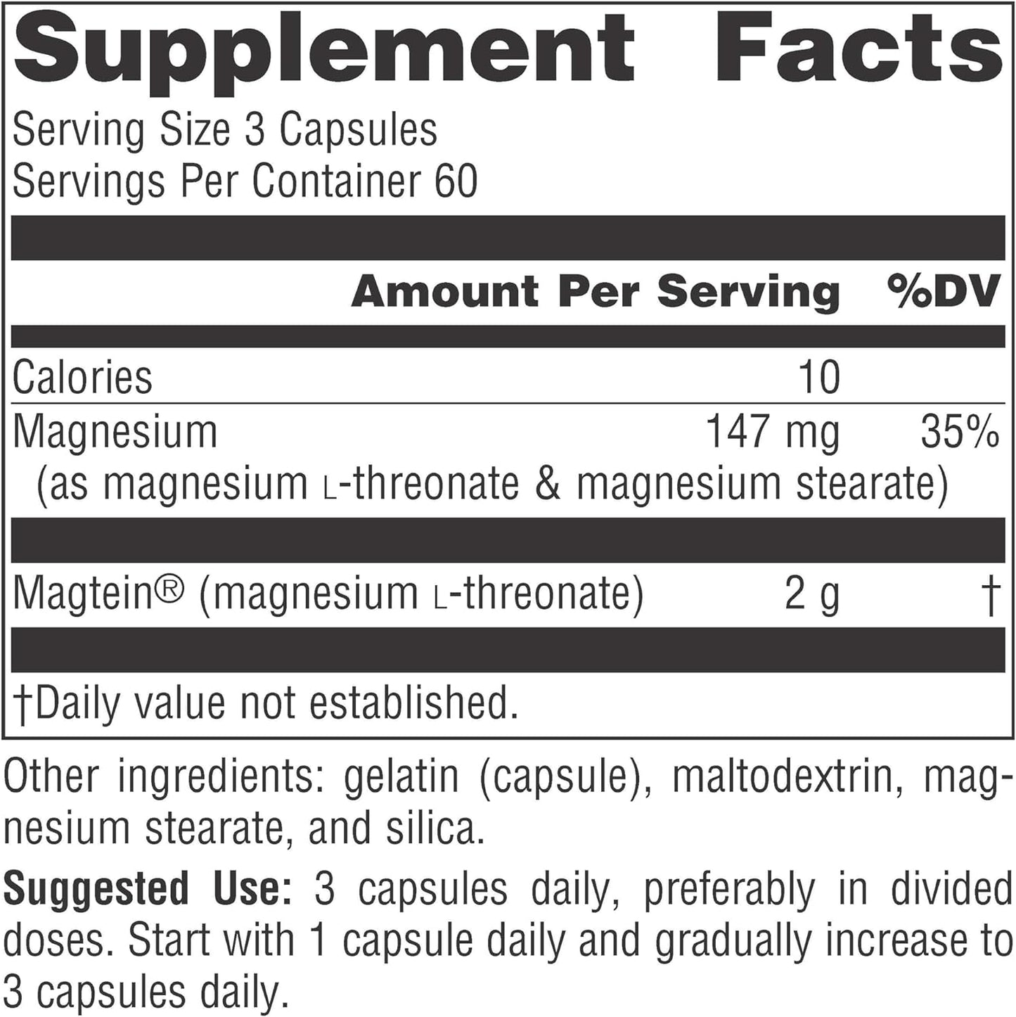 Source Naturals Magtein Magnesium L-Threonate Capsules - 667mg, Enhances Focus, Mood, Memory, Cognitive Function - 180 Count