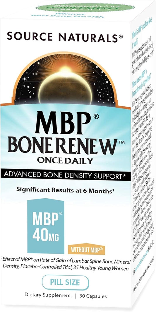 Source Naturals MBP Bone Renew Capsules - Milk Protein Enhances Bone Density - 30 Count