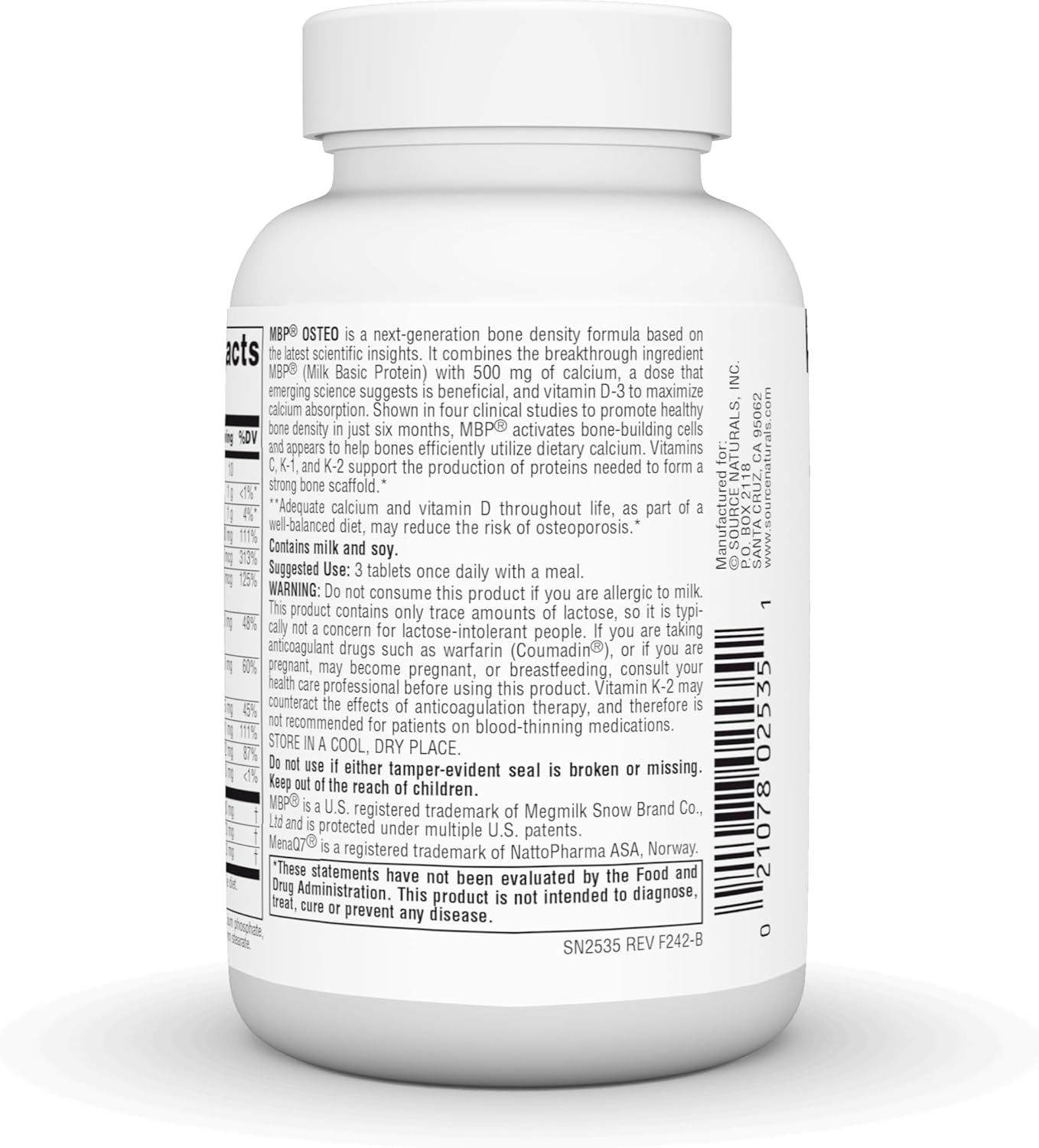 Source Naturals MBP Osteo with Calcium, Bone Density Support in Advanced Formula - 45 Tablets