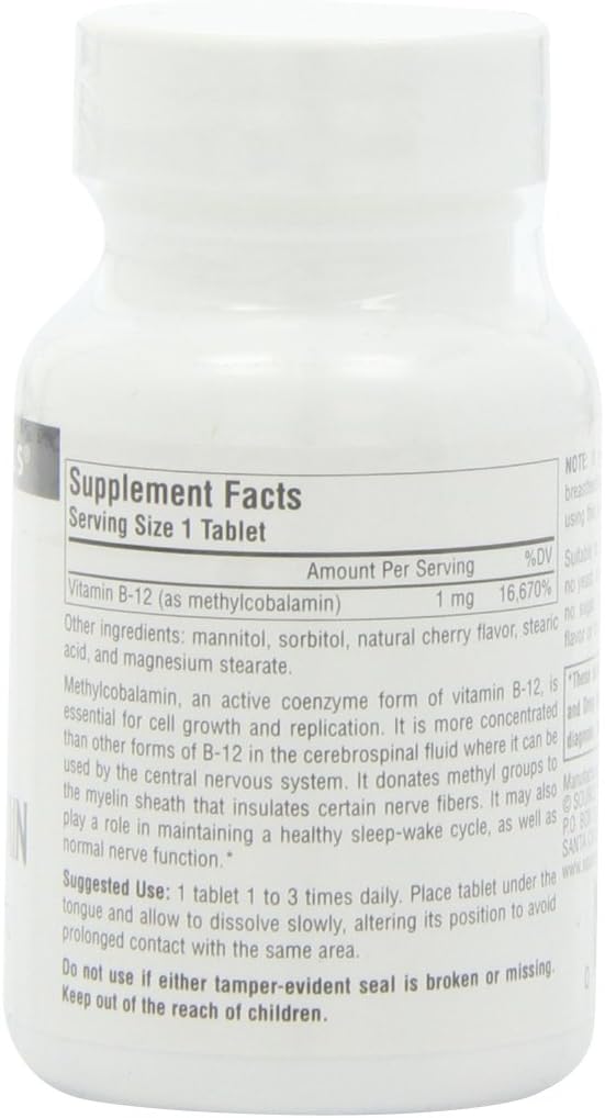 Source Naturals Methylcobalamin 1mg Vitamin B-12 Lozenges - Natural Cherry Flavor - 240 Count