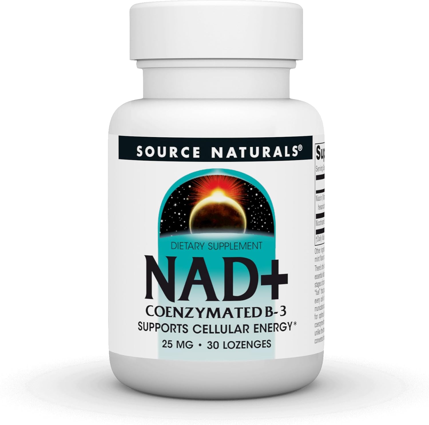 Source Naturals NAD+ Coenzymated B-3 Lozenges - 25mg for Cellular Energy Support - 30 Count