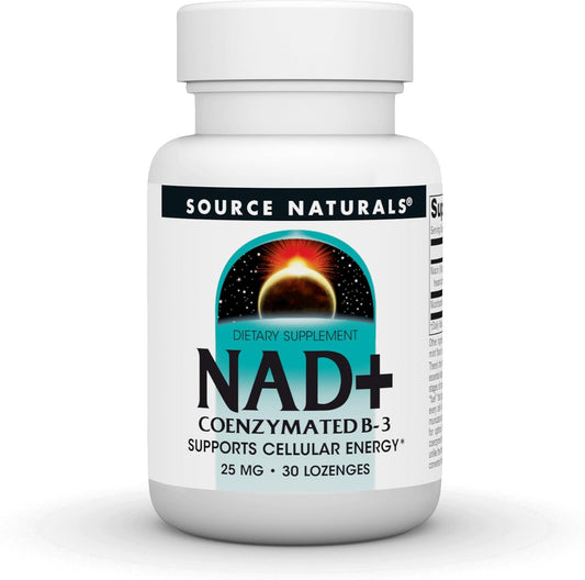 Source Naturals NAD+ Coenzymated B-3 Lozenges - 25mg for Cellular Energy Support - 30 Count