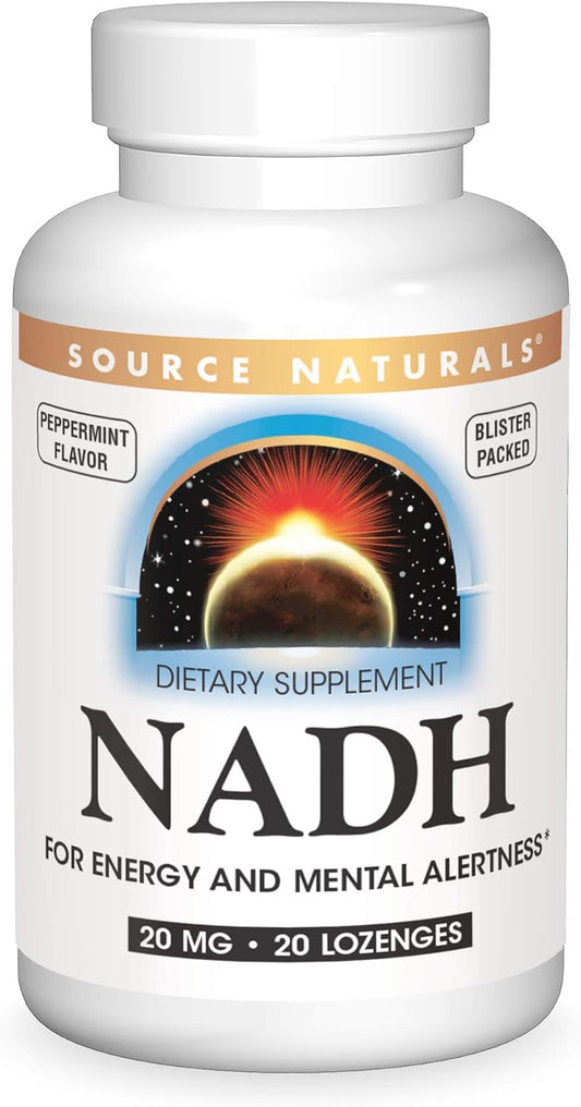 Source Naturals NADH 20mg Lozenges for Energy and Mental Clarity - 20 Count