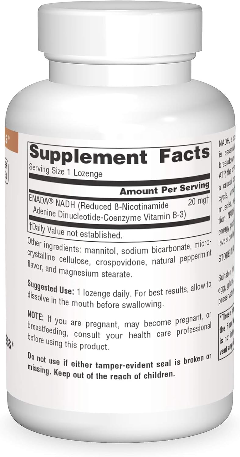 Source Naturals NADH 20mg Lozenges for Energy and Mental Clarity - 20 Count