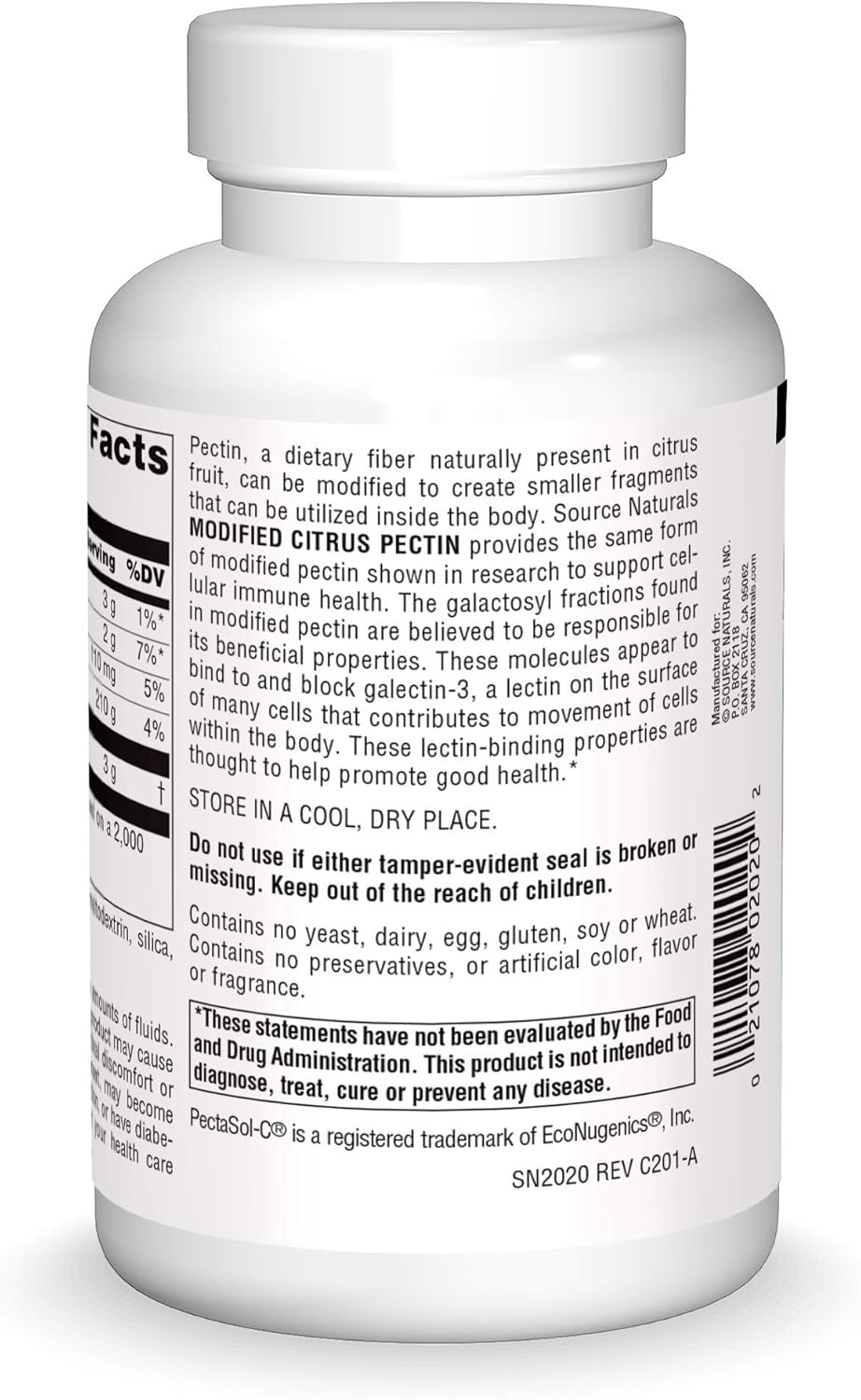 Source Naturals PectImmune 750mg Modified Citrus Pectin Capsules for Cellular Immune Health - 120 Count