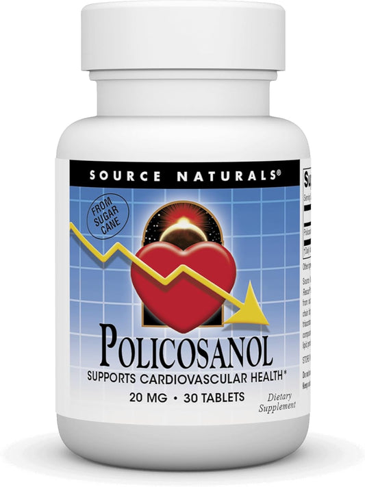 Source Naturals Policosanol 20mg Tablets - Cardiovascular Health Support - 30 Count