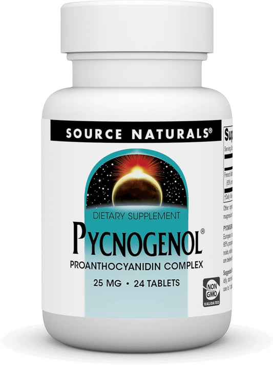 SOURCE NATURALS Pycnogenol 25 Mg Tablet - Natural Antioxidant Supplement - 24 Tablets