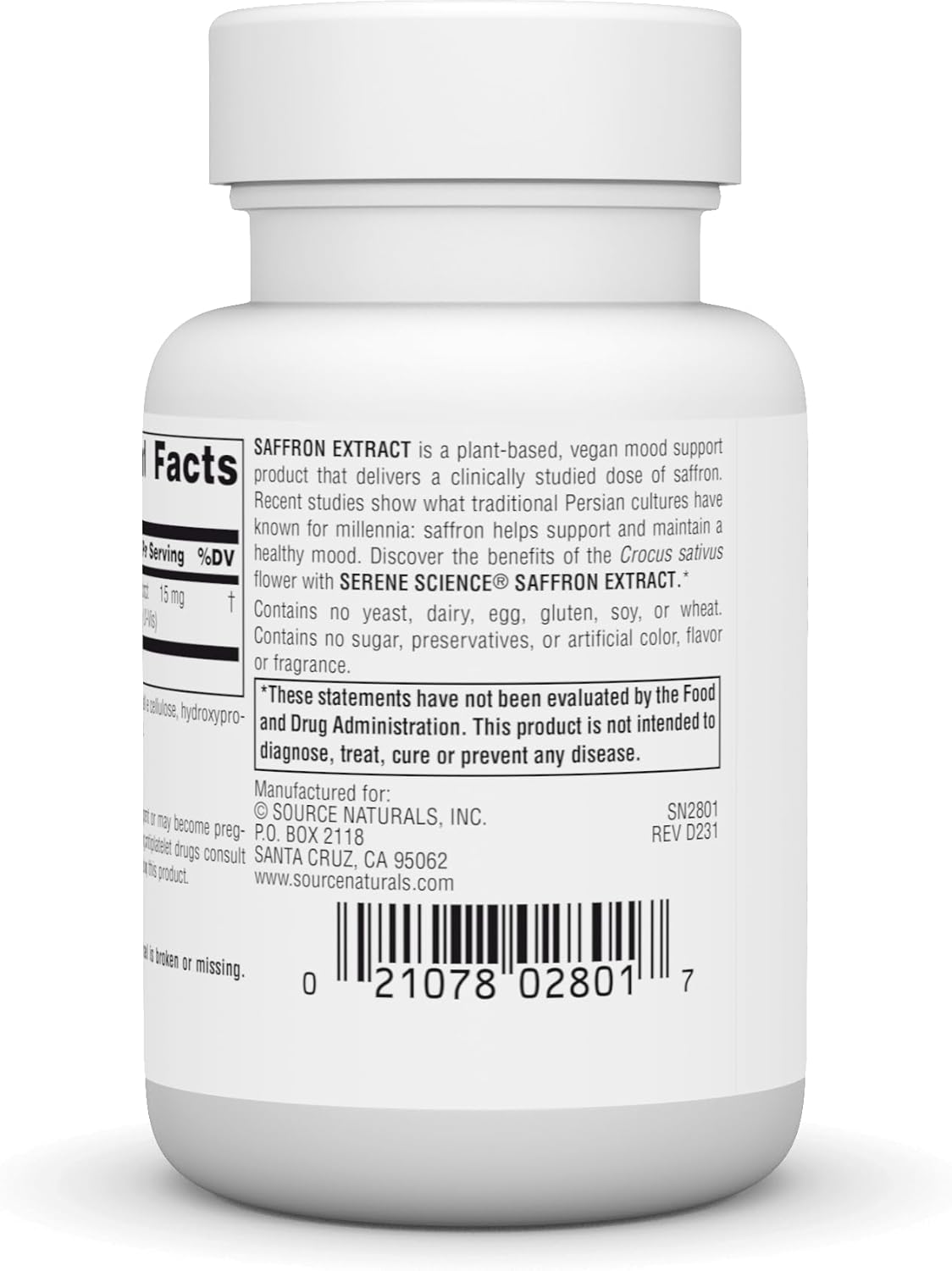 Source Naturals Serene Science Saffron Extract Tablets for Mood Support - 30 Count