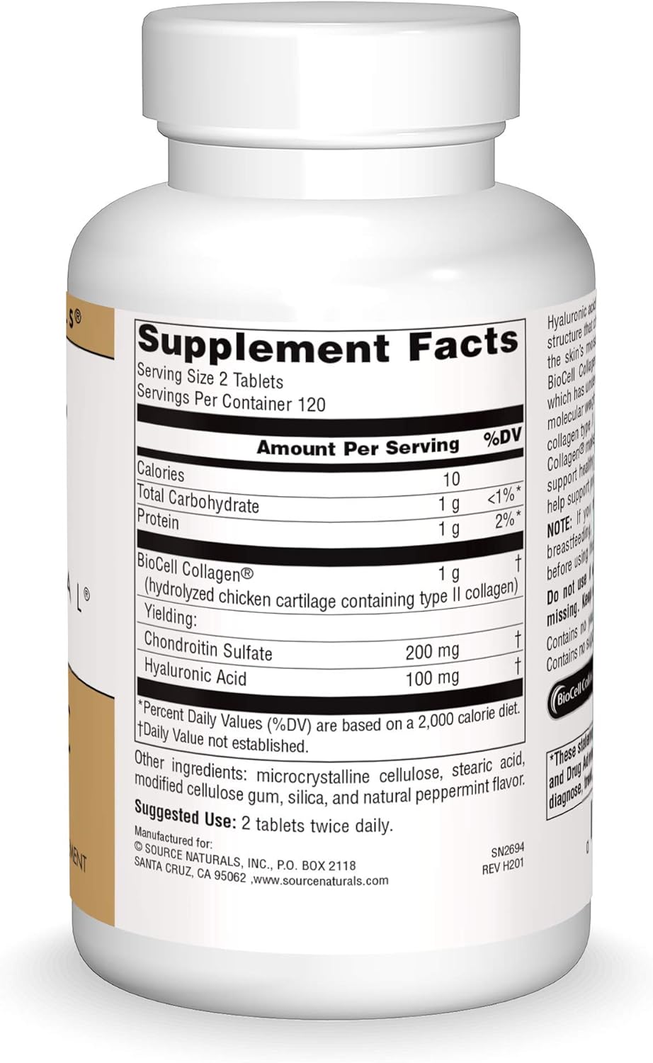 Source Naturals Skin Eternal Hyaluronic Acid Tablets - 240 Count, 50 mg