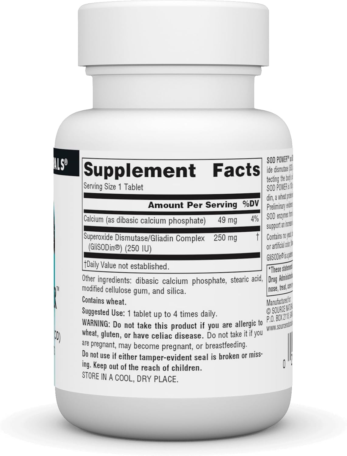 Source Naturals SOD Power with Glisodin, 250mg Superoxide Dismutase Dietary Supplement - 30 Tablets