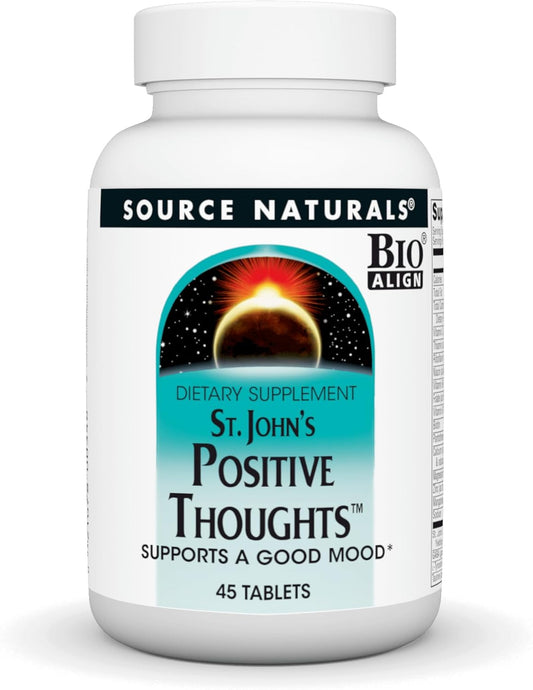 Source Naturals St. John's Positive Thoughts Tablets - Mood Support Supplement - 45 Count