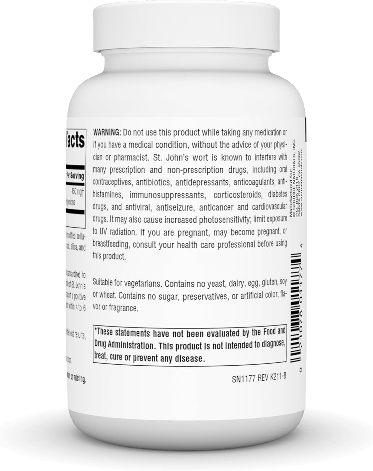 Source Naturals St. John's Wort 450 mg Tablets for Positive Mental Outlook - 180 Count