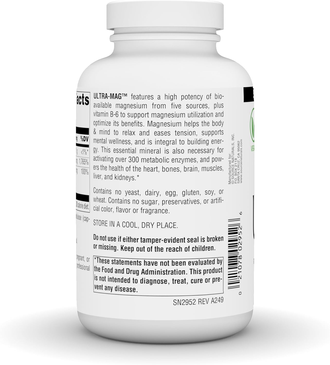 Source Naturals Ultra-Mag - Vegan Capsules with 5-in-1 Bioavailable Magnesium for Muscle Relaxation and Nerve Calming (180 Count)