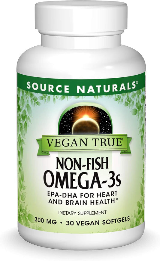 Source Naturals Vegan True Omega-3 EPA-DHA Softgels for Heart and Brain Health - 300mg, 30 Vegan Capsules