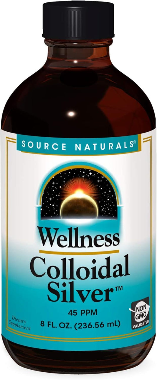 Source Naturals Wellness Colloidal Silver 45 ppm Liquid Supplement - 8 fl oz to Boost Physical Health and Well-Being*