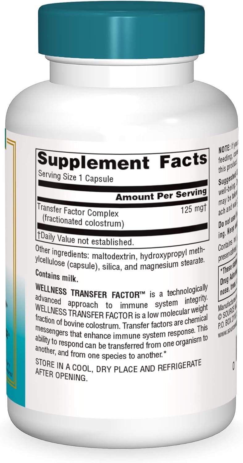 Source Naturals Wellness Transfer Factor 125 mg Vegetarian Capsules - Immune System Support* - 60 Count