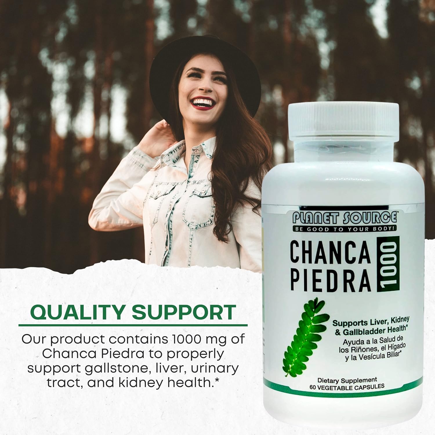 South American Chanca Piedra 1000 Stone Breaker Capsules for Kidney, Liver, and Gallbladder Cleanse - Urinary Tract Health Support - 60 Veg Capsules
